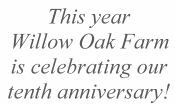 Willow Oak Farm is celebrating our tenth anniversary